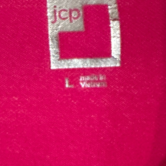 JCP Pink Short Sleeve Henley Contrast Collar Band size Large - Picture 2 of 7